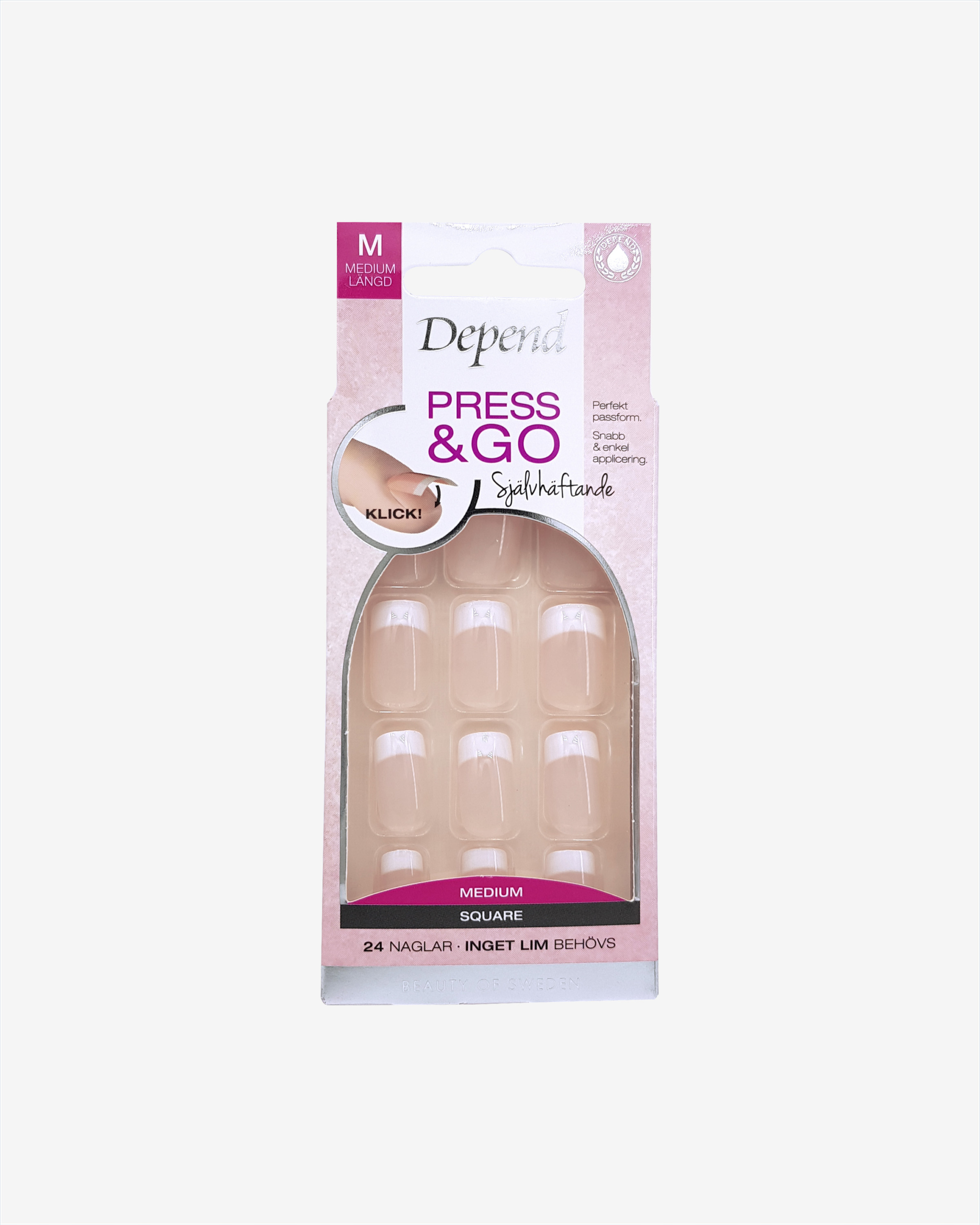 Press & Go French Look Medium Square, Rosa