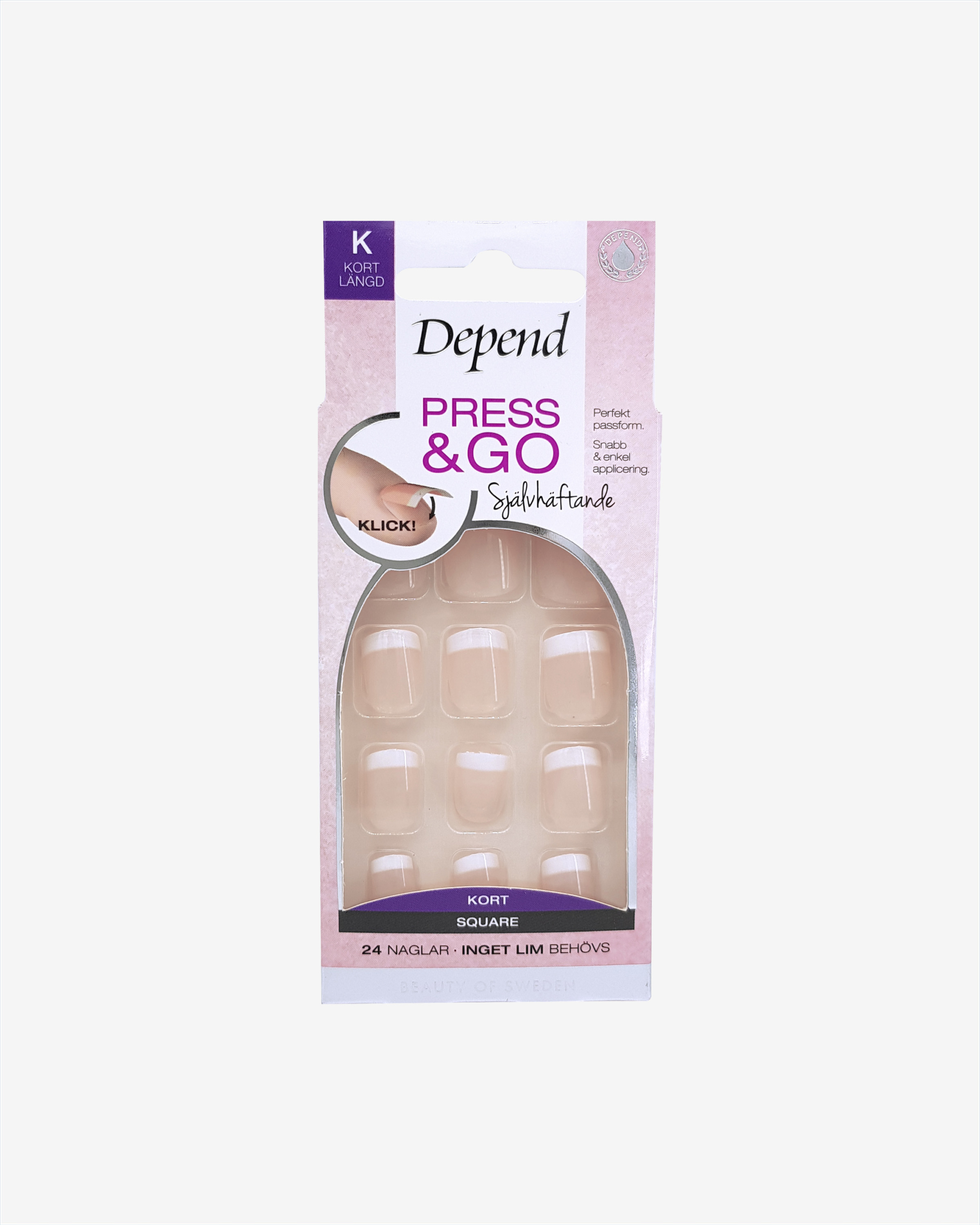 Press & Go French Look Short Square, Rosa